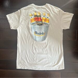 Modelo Cervesa T-Shirt Bucket of Beer Beige Tan Graphic Mens Large NWOT